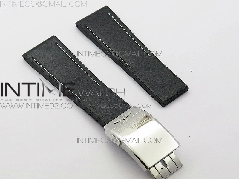 Breitling Black Gummy Rubber Strap 24 20 + Genuine Clasp