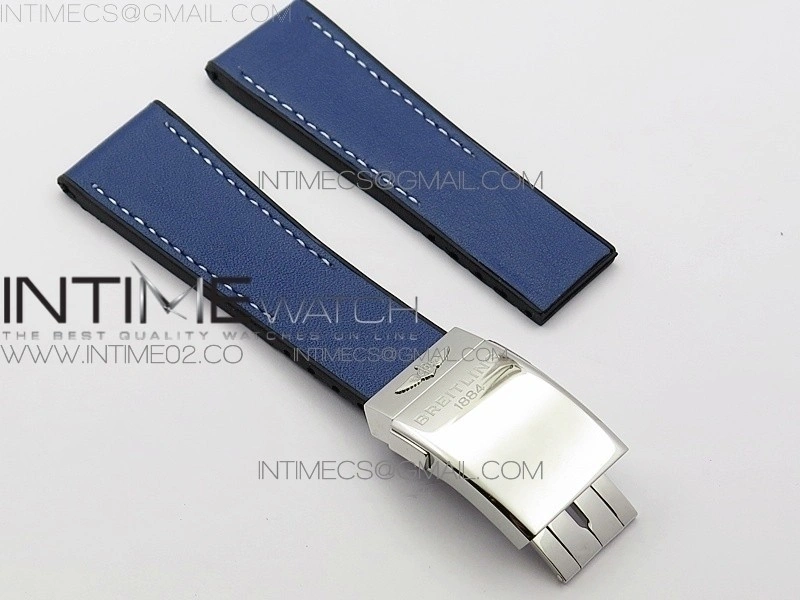Breitling Blue Gummy Rubber Strap 24 20 + Genuine Clasp