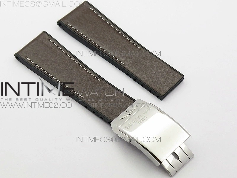 Breitling Brown Gummy Rubber Strap 24 20 + Genuine Clasp