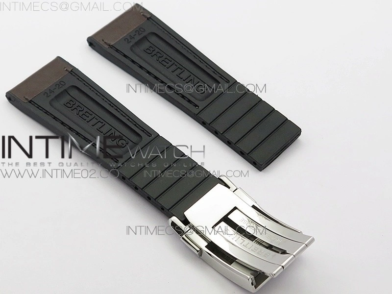 Breitling Brown Gummy Rubber Strap 24 20 + Genuine Clasp