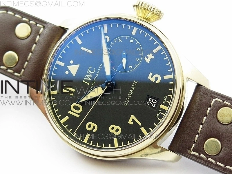 Big Pilot IW501005 Bronzo AZF 1:1 Best Edition Brown Dial Blue Numbers on Brown Leather Strap A52110
