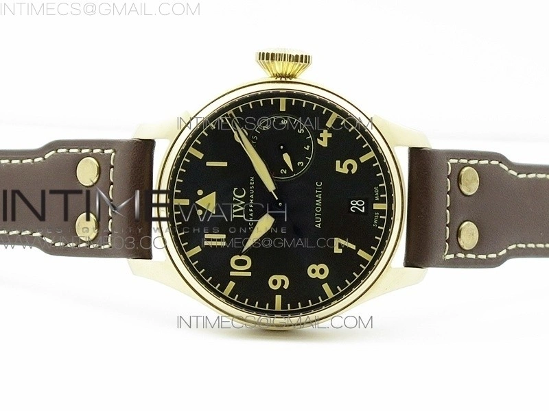 Big Pilot IW501005 Bronzo AZF 1:1 Best Edition Brown Dial Blue Numbers on Brown Leather Strap A52110