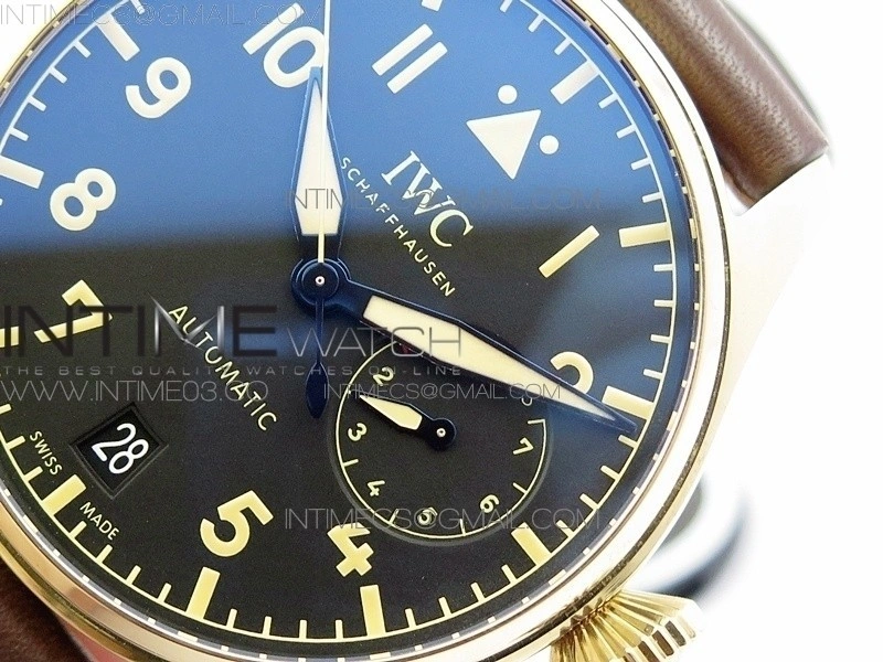 Big Pilot IW501005 Bronzo AZF 1:1 Best Edition Brown Dial Blue Numbers on Brown Leather Strap A52110