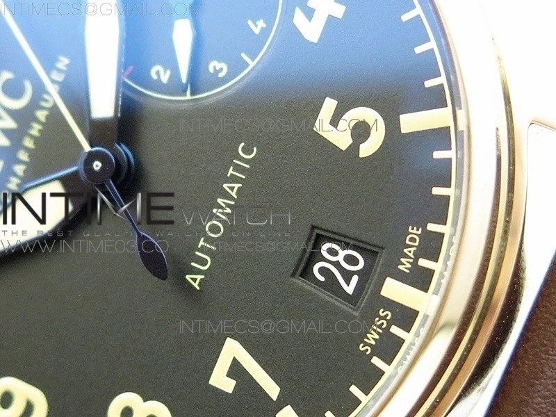 Big Pilot IW501005 Bronzo AZF 1:1 Best Edition Brown Dial Blue Numbers on Brown Leather Strap A52110
