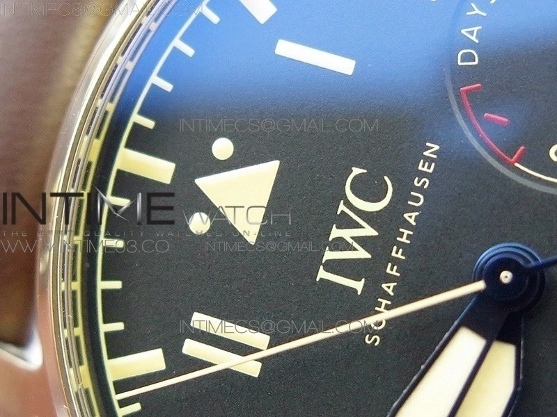 Big Pilot IW501005 Bronzo AZF 1:1 Best Edition Brown Dial Blue Numbers on Brown Leather Strap A52110