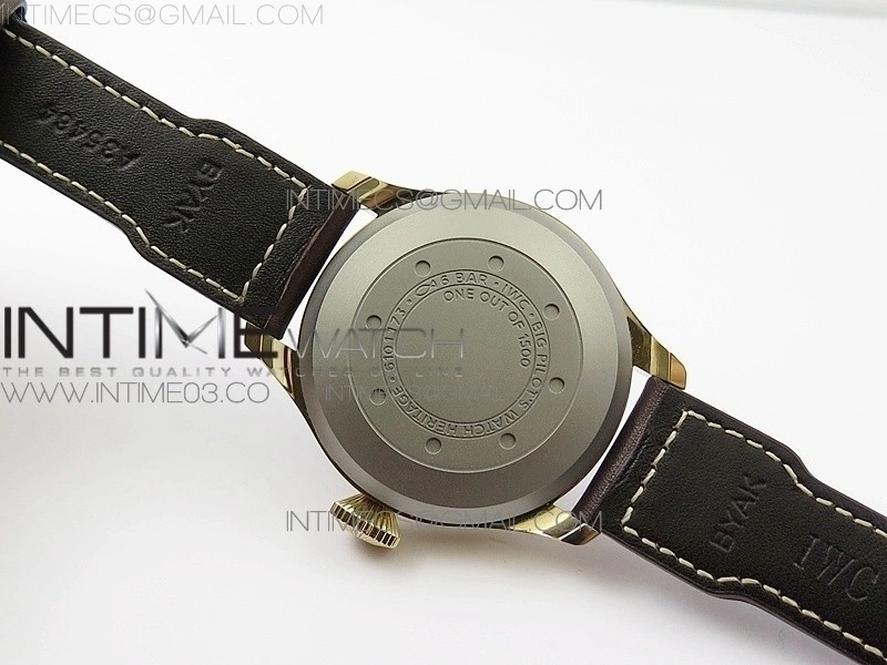 Big Pilot IW501005 Bronzo AZF 1:1 Best Edition Brown Dial Blue Numbers on Brown Leather Strap A52110