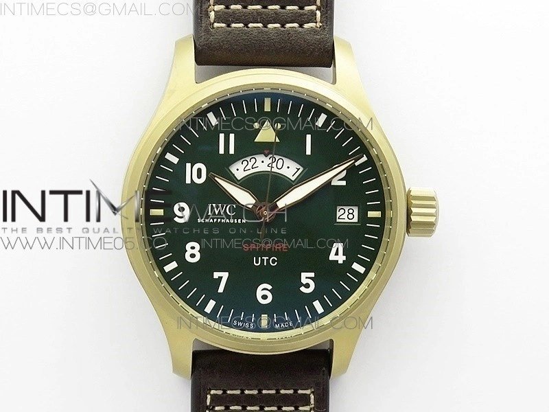 Pilot UTC Bronzo IW327101 ZF 1:1 Best Edition Dark Green Dial on Brown Leather Strap A35111