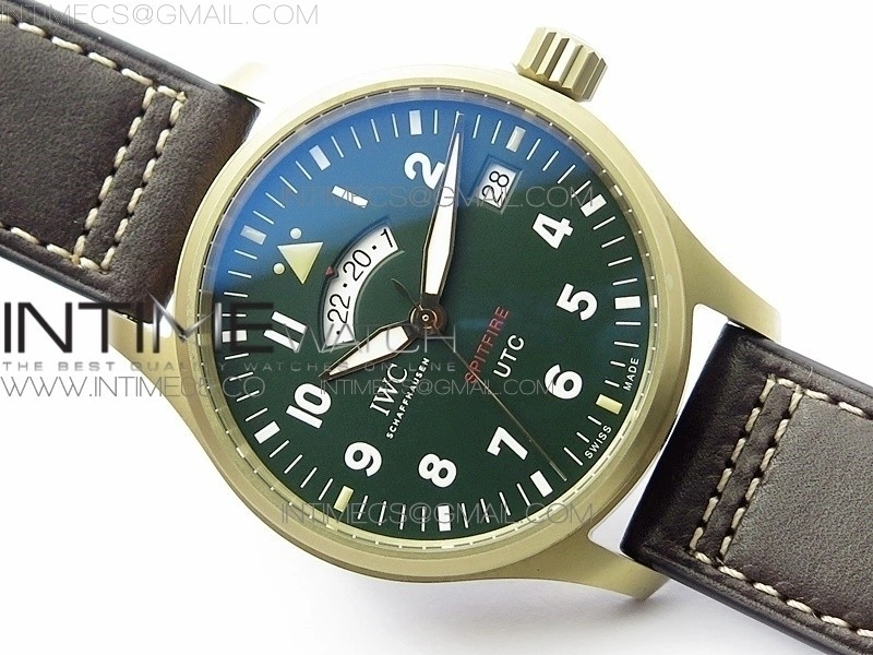 Pilot UTC Bronzo IW327101 ZF 1:1 Best Edition Dark Green Dial on Brown Leather Strap A35111