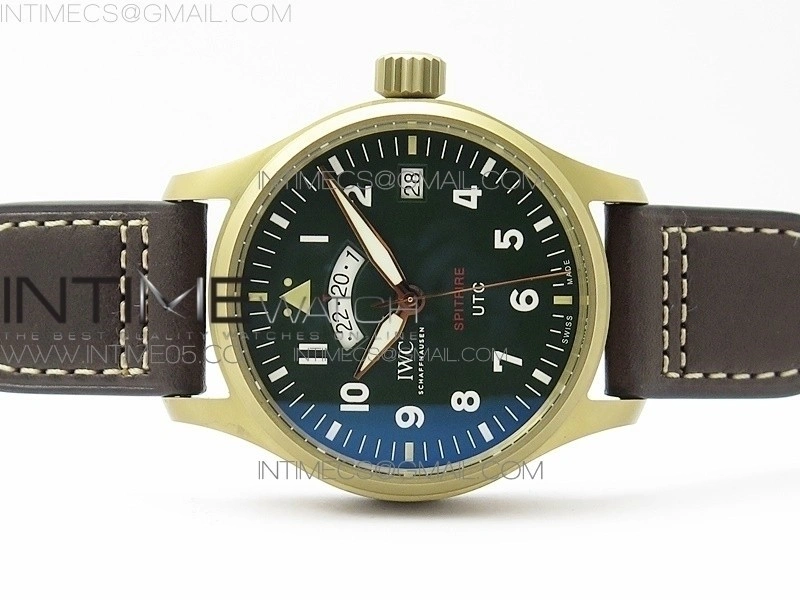 Pilot UTC Bronzo IW327101 ZF 1:1 Best Edition Dark Green Dial on Brown Leather Strap A35111