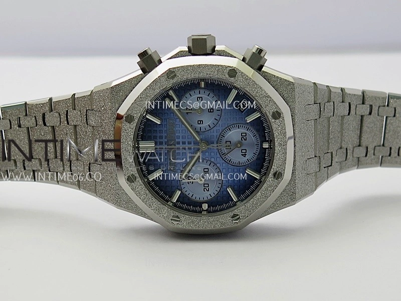 Royal Oak Chrono 26239BC Frosted SS APSF 1:1 Best Edition Ombre Blue Dial On Bracelet SA4401 Super Clone
