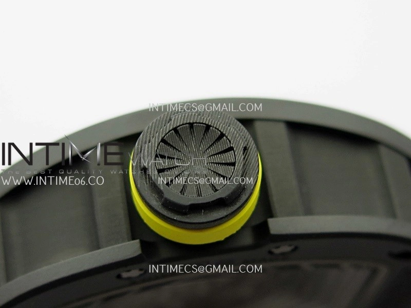 RM035 AMERICAS MANUAL CARBON BLACK CERAMIC ZF 1:1 BEST EDITION SKELETON DIAL ON BLACK RUBBER STRAP SUPER CLONE RMUL1