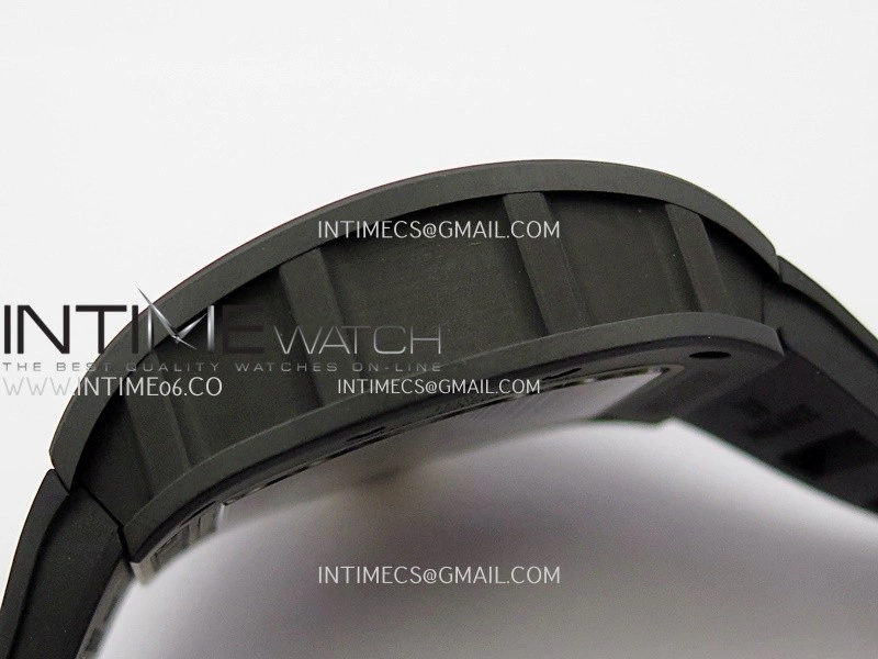 RM035 AMERICAS MANUAL CARBON BLACK CERAMIC ZF 1:1 BEST EDITION SKELETON DIAL ON BLACK RUBBER STRAP SUPER CLONE RMUL1