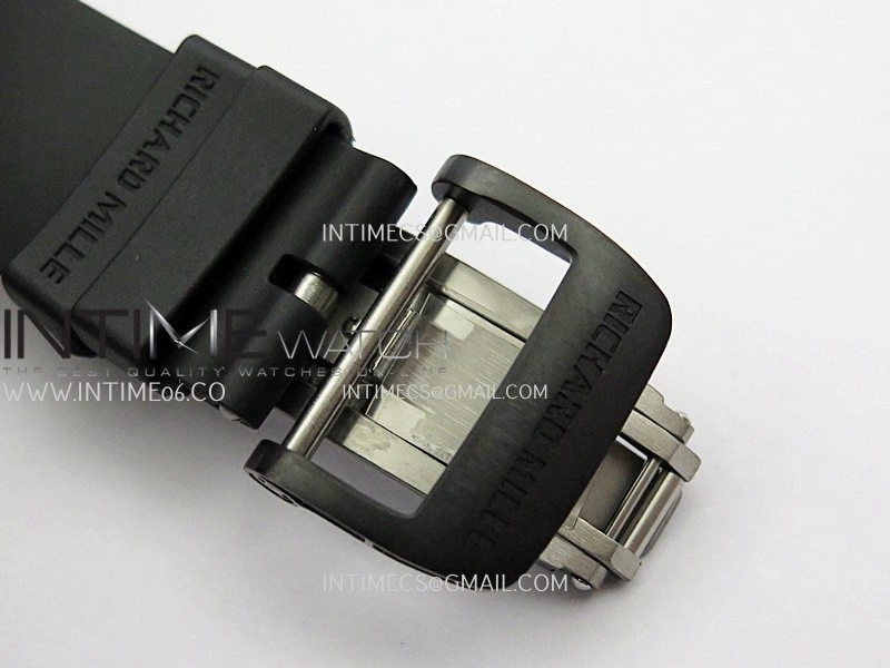 RM035 AMERICAS MANUAL CARBON BLACK CERAMIC ZF 1:1 BEST EDITION SKELETON DIAL ON BLACK RUBBER STRAP SUPER CLONE RMUL1