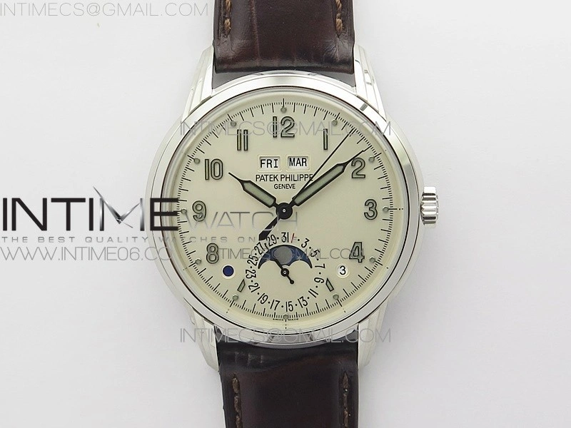 Perpetual Calendar 5320G-001 SS GSF 1:1 Best Edition Cream Dial on Brown Leather Strap A324