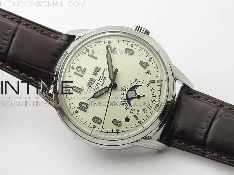 Perpetual Calendar 5320G-001 SS GSF 1:1 Best Edition Cream Dial on Brown Leather Strap A324