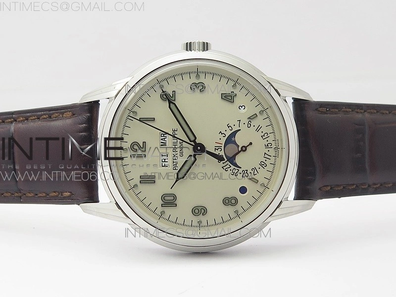 Perpetual Calendar 5320G-001 SS GSF 1:1 Best Edition Cream Dial on Brown Leather Strap A324