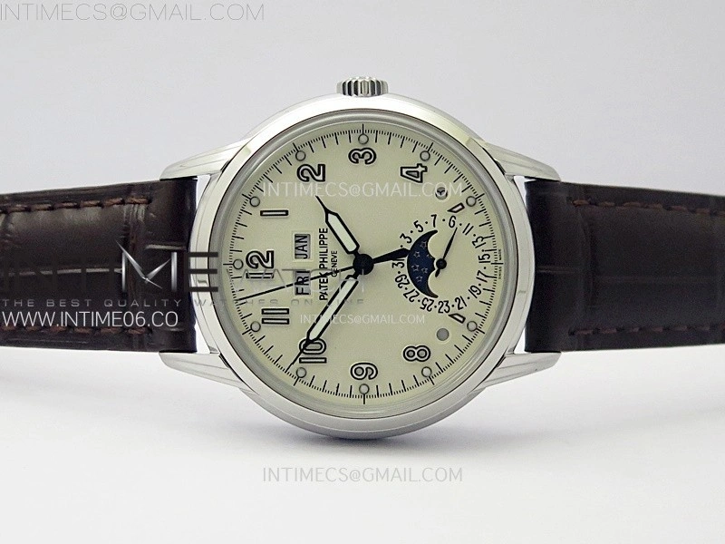 Perpetual Calendar 5320G-001 SS KRF 1:1 Best Edition Cream Dial on Brown Leather Strap A324