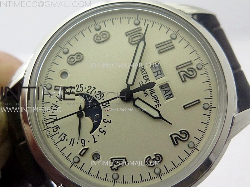 Perpetual Calendar 5320G-001 SS KRF 1:1 Best Edition Cream Dial on Brown Leather Strap A324