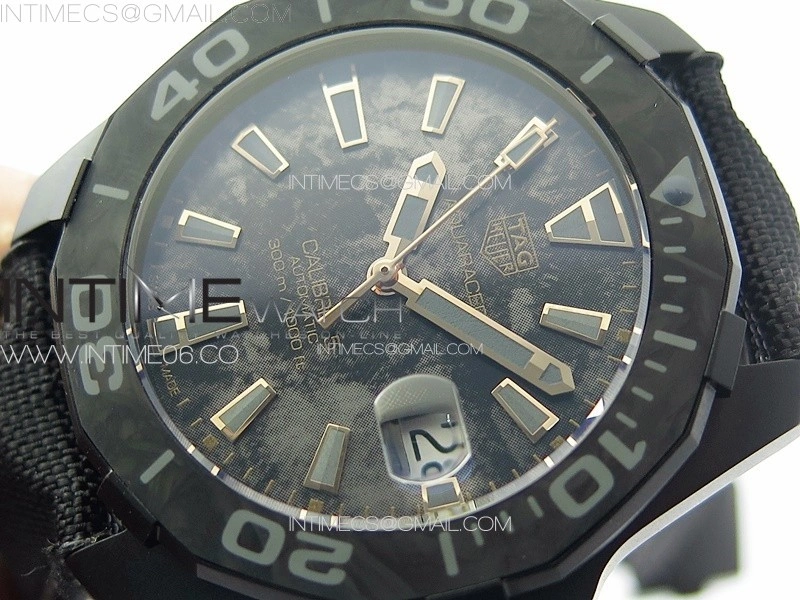 Aquaracer Calibre 5 PVD 41mm TARF 1:1 Best Edition Carbon RG Dial on Black Nylon Strap SW200