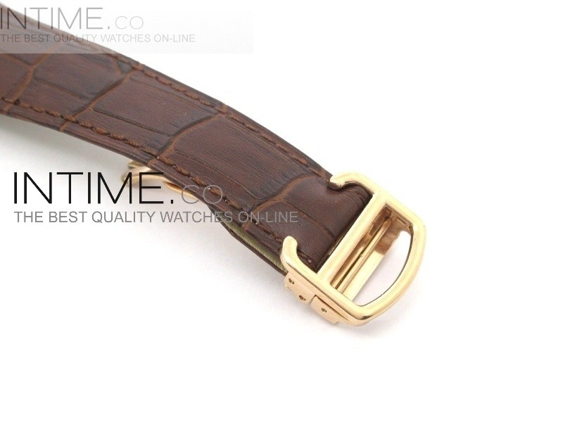 Calibre de RG Tourbillon White Dial on Brown Leather Strap