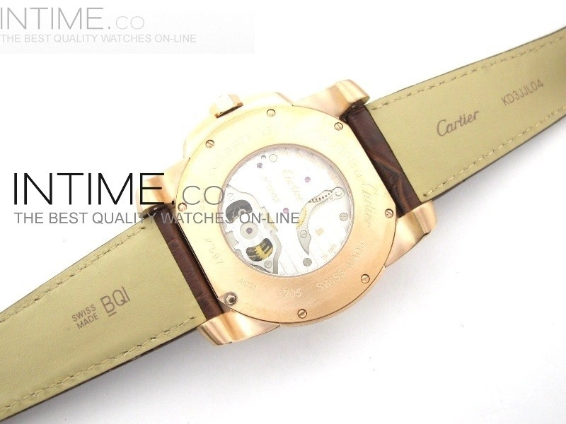 Calibre de RG Tourbillon White Dial on Brown Leather Strap