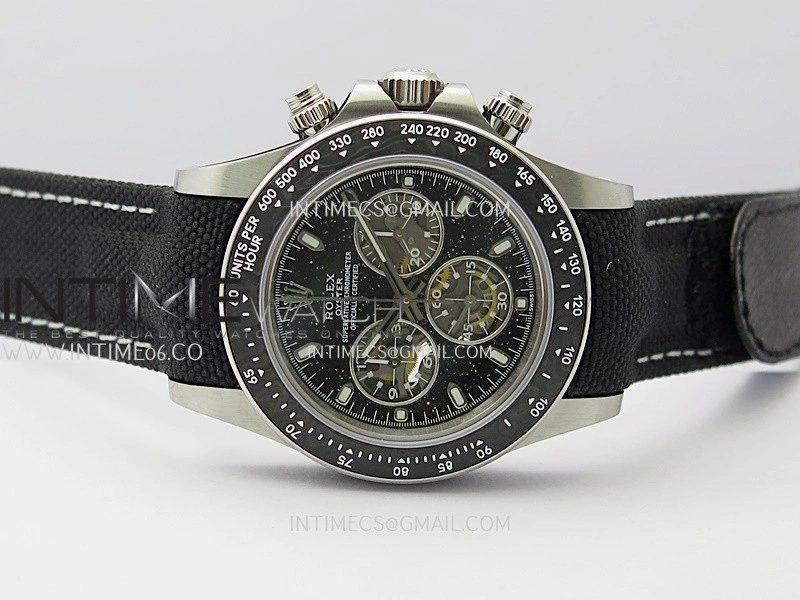 Daytona DIW SS PVD Carbon Bezel ADGF Best Edition Black Skeleton Dial On Black Leather Strap SA4130