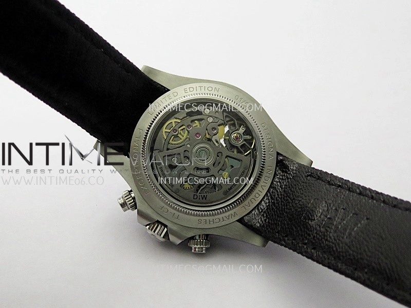 Daytona DIW SS PVD Carbon Bezel ADGF Best Edition Black Skeleton Dial On Black Leather Strap SA4130