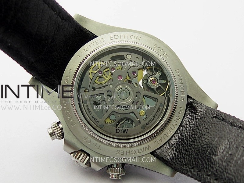 Daytona DIW SS PVD Carbon Bezel ADGF Best Edition Black Skeleton Dial On Black Leather Strap SA4130