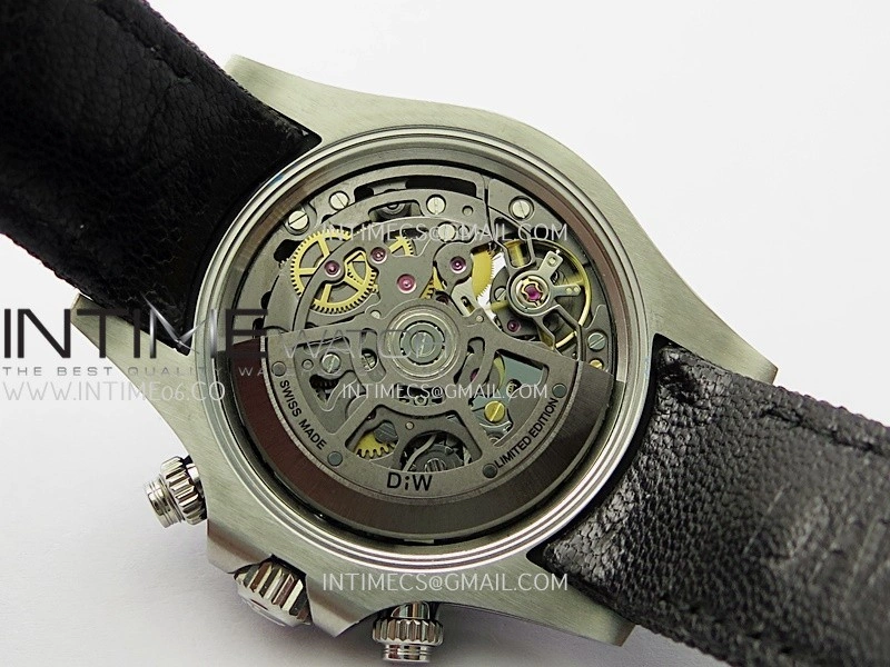 Daytona DIW SS PVD Carbon Bezel ADGF Best Edition Black Skeleton Dial On Black Leather Strap SA4130
