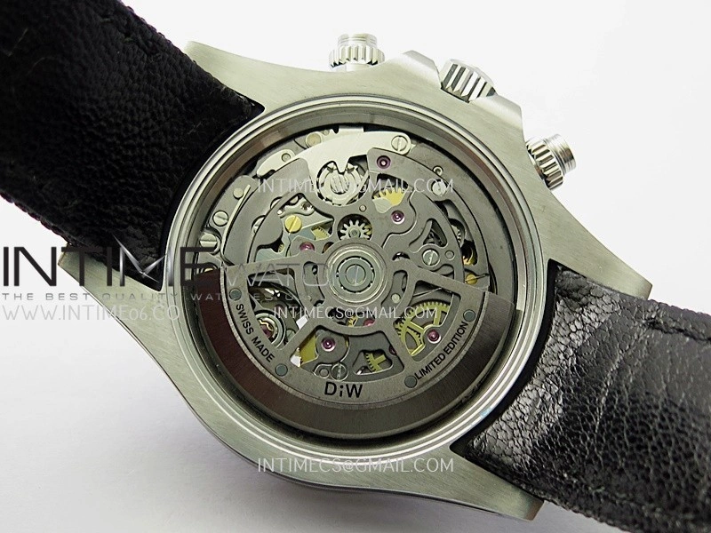 Daytona DIW SS PVD Carbon Bezel ADGF Best Edition Black Skeleton Dial On Black Leather Strap SA4130