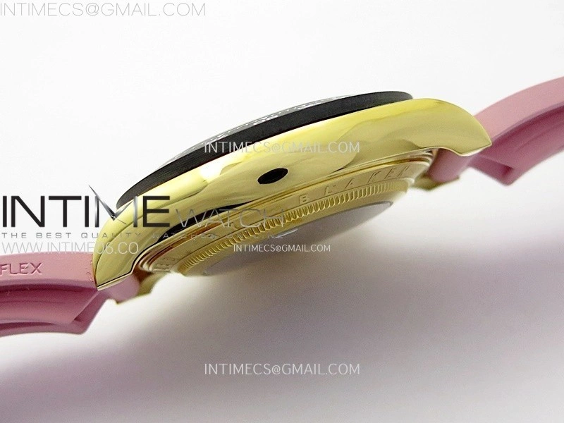 Daytona PVD Carbon Bezel YG GETF Best Blaken Skeleton Color Dial on Pink Rubber Strap SA4130