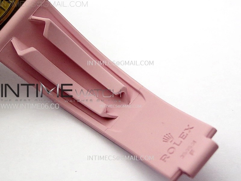 Daytona PVD Carbon Bezel YG GETF Best Blaken Skeleton Color Dial on Pink Rubber Strap SA4130