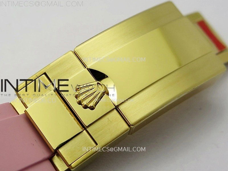 Daytona PVD Carbon Bezel YG GETF Best Blaken Skeleton Color Dial on Pink Rubber Strap SA4130