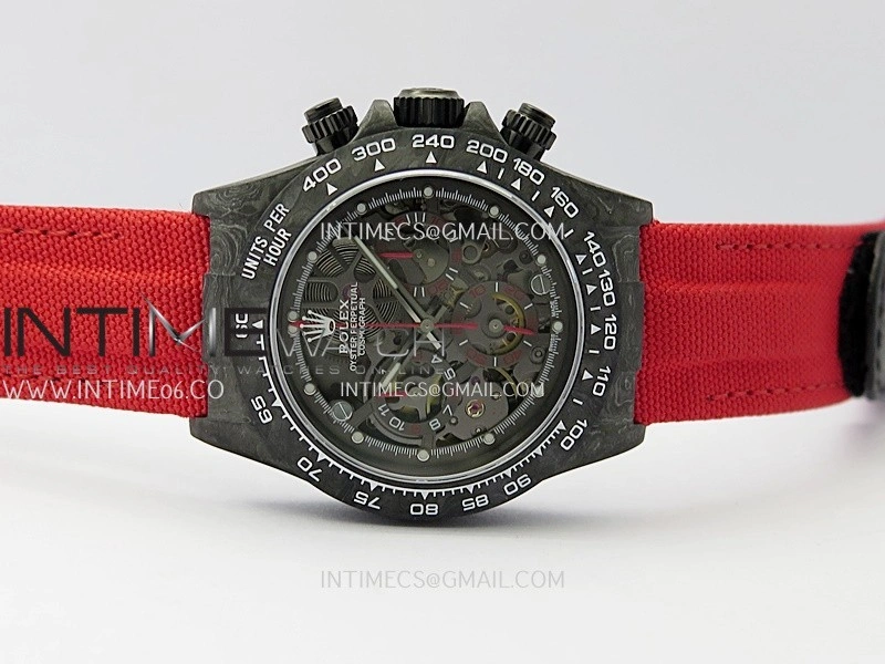 Daytona DIW Carbon Red Second Hand DIWF Best Edition Skeleton Dial On Red Nylon Strap SA4130