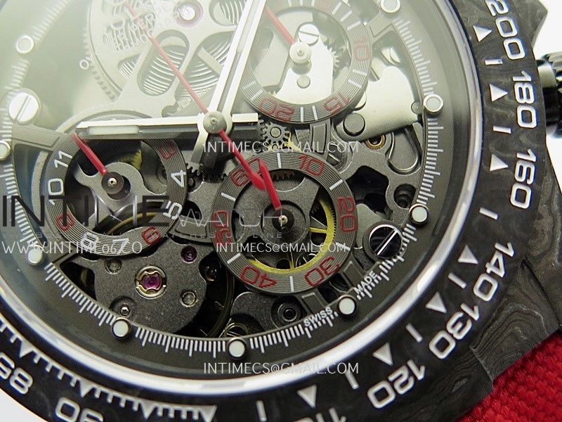Daytona DIW Carbon Red Second Hand DIWF Best Edition Skeleton Dial On Red Nylon Strap SA4130