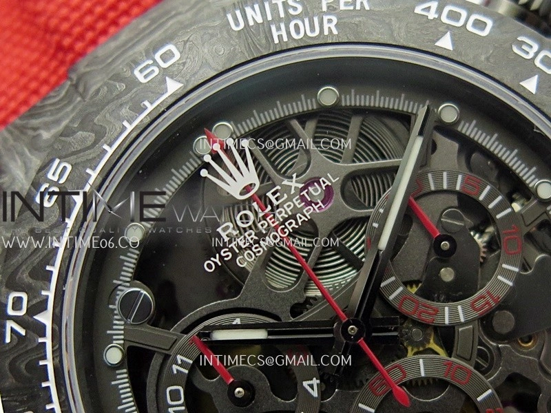 Daytona DIW Carbon Red Second Hand DIWF Best Edition Skeleton Dial On Red Nylon Strap SA4130