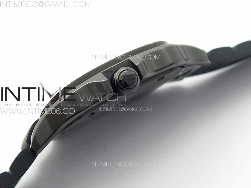 Santos de Cartier 40mm DLC GF 1:1 Best Edition Black Dial on Black Rubber Strap MIYOTA 9015