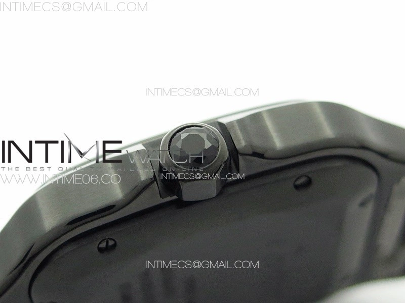 Santos de Cartier 40mm DLC GF 1:1 Best Edition Black Dial on Black Rubber Strap MIYOTA 9015