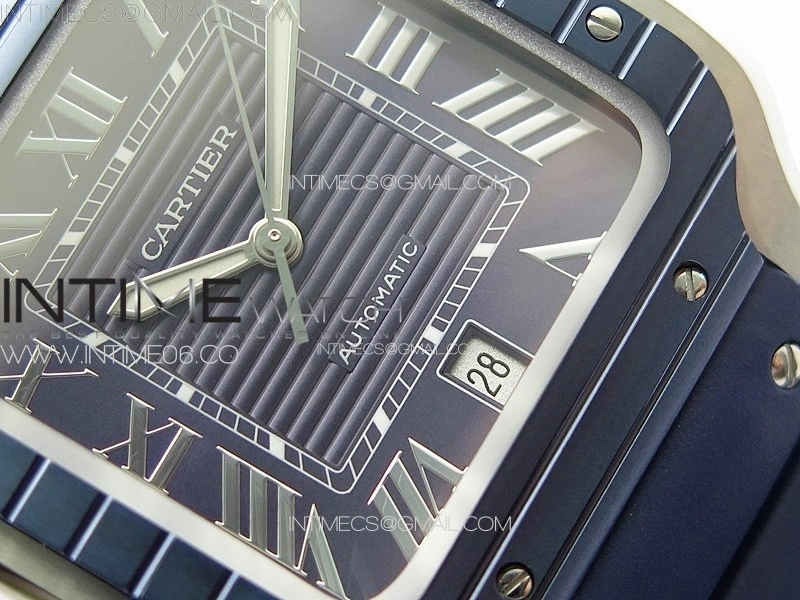 Santos de Cartier 40mm SS Cer GF 1:1 Best Edition Blue Dial on Blue Rubber Strap MIYOTA 9015