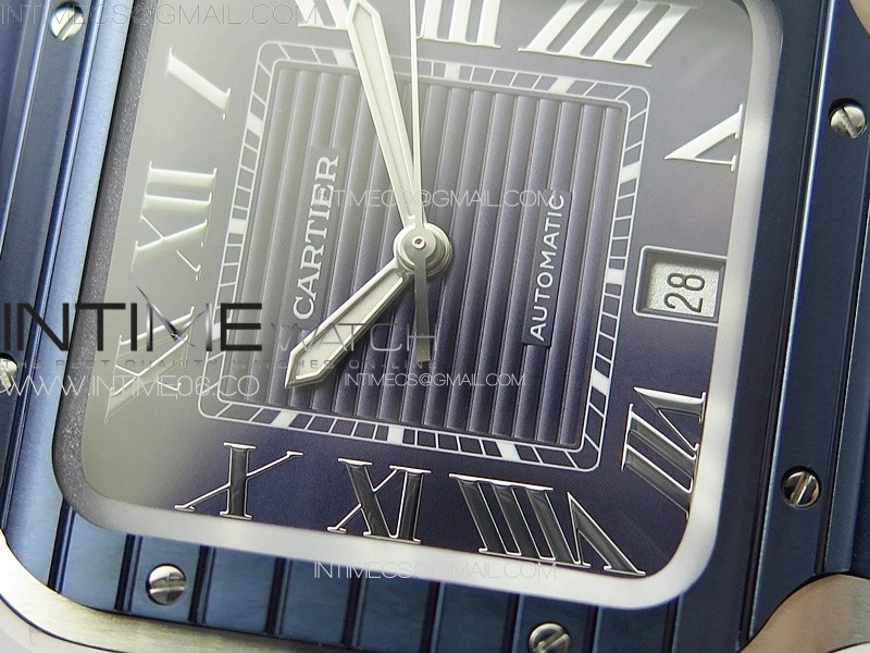 Santos de Cartier 40mm SS Cer GF 1:1 Best Edition Blue Dial on Blue Rubber Strap MIYOTA 9015