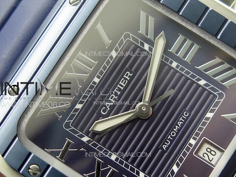 Santos de Cartier 40mm SS Cer GF 1:1 Best Edition Blue Dial on Blue Rubber Strap MIYOTA 9015