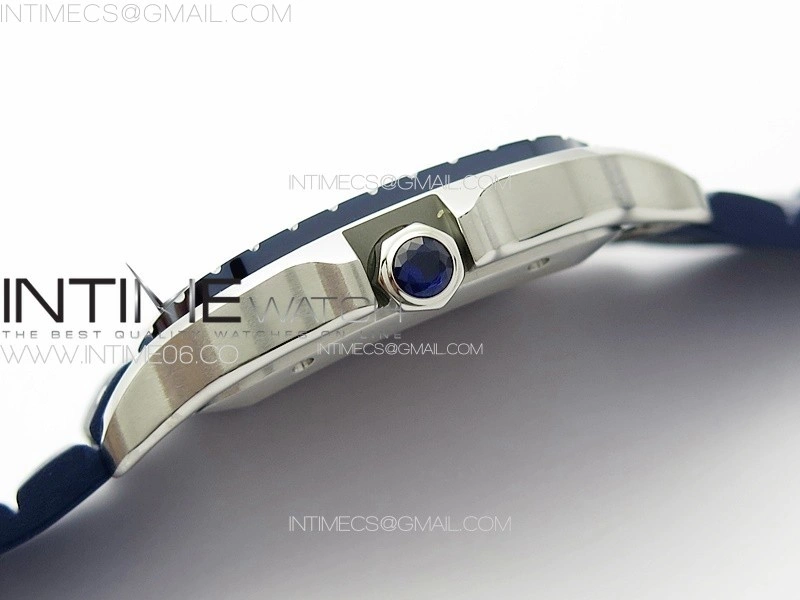 Santos de Cartier 40mm SS Cer GF 1:1 Best Edition Blue Dial on Blue Rubber Strap MIYOTA 9015