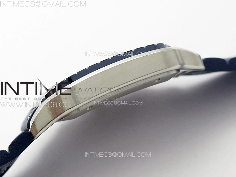 Santos de Cartier 40mm SS Cer GF 1:1 Best Edition Blue Dial on Blue Rubber Strap MIYOTA 9015