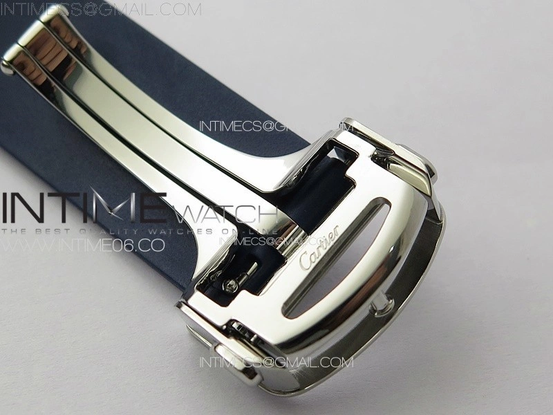 Santos de Cartier 40mm SS Cer GF 1:1 Best Edition Blue Dial on Blue Rubber Strap MIYOTA 9015