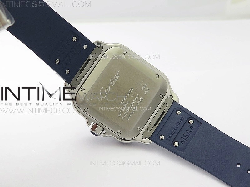 Santos de Cartier 40mm SS Cer GF 1:1 Best Edition Blue Dial on Blue Rubber Strap MIYOTA 9015