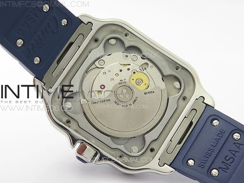 Santos de Cartier 40mm SS Cer GF 1:1 Best Edition Blue Dial on Blue Rubber Strap MIYOTA 9015