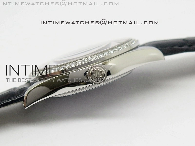 Cellini Date BP Maker SS Diam Bezel Black Dial on Black Leather Strap