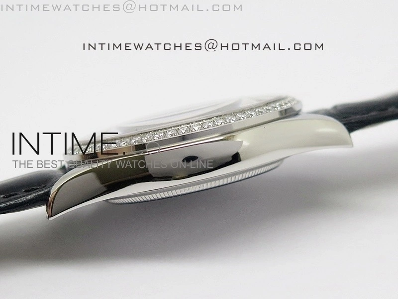 Cellini Date BP Maker SS Diam Bezel Black Dial on Black Leather Strap