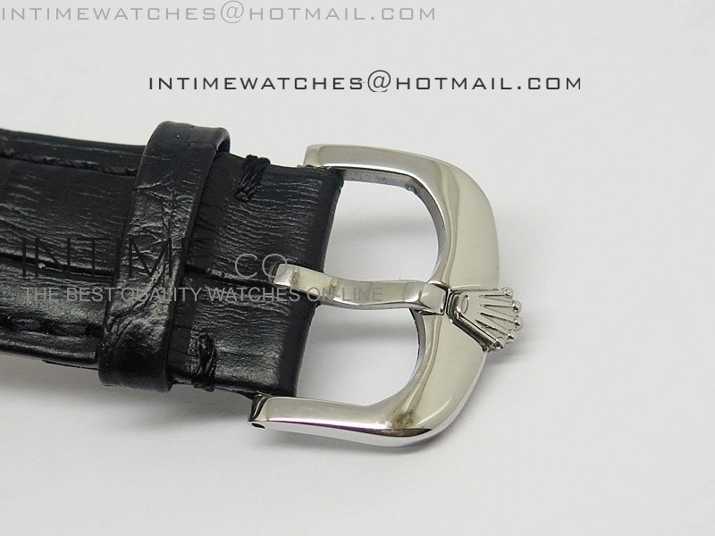Cellini Date BP Maker SS Diam Bezel Black Dial on Black Leather Strap