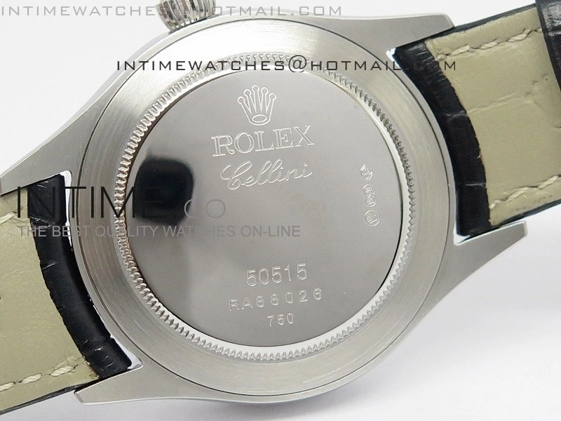 Cellini Date BP Maker SS Diam Bezel Black Dial on Black Leather Strap